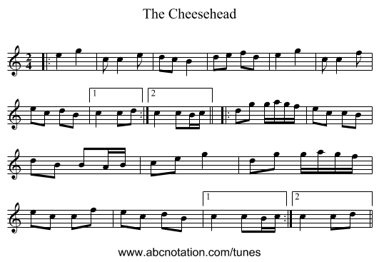 The Cheesehead - staff notation
