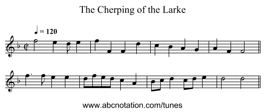 The Cherping of the Larke - staff notation