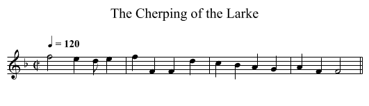 The Cherping of the Larke - staff notation