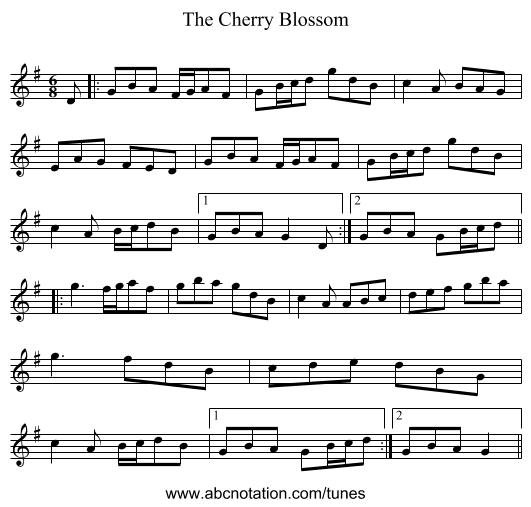 The Cherry Blossom - staff notation