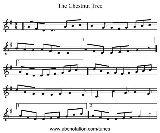 The Chestnut Tree - staff notation