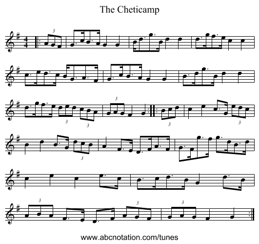 The Cheticamp - staff notation