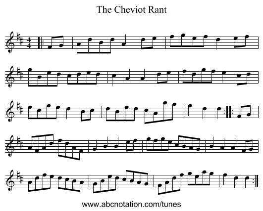 The Cheviot Rant - staff notation
