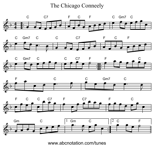 The Chicago Conneely - staff notation