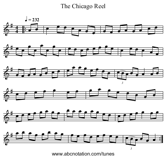 The Chicago Reel - staff notation