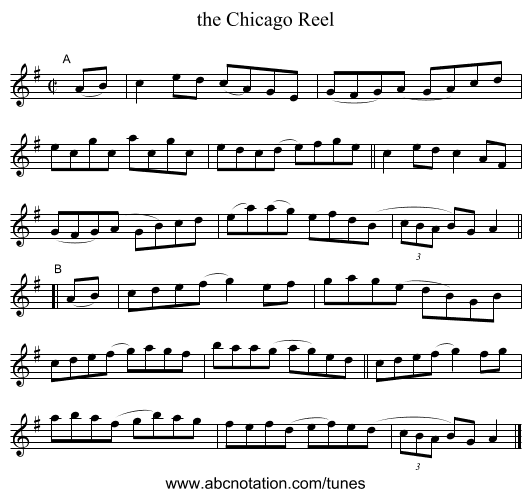 the Chicago Reel - staff notation