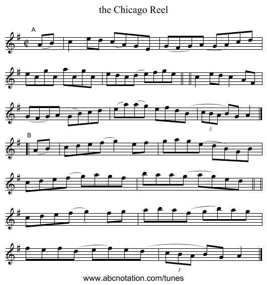 the Chicago Reel - staff notation
