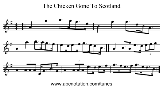 The Chicken Gone To Scotland - staff notation