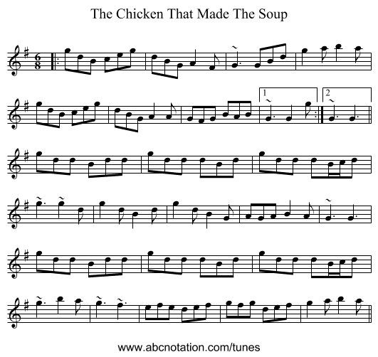 The Chicken That Made The Soup - staff notation