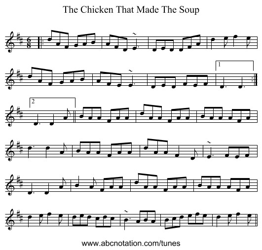 The Chicken That Made The Soup - staff notation