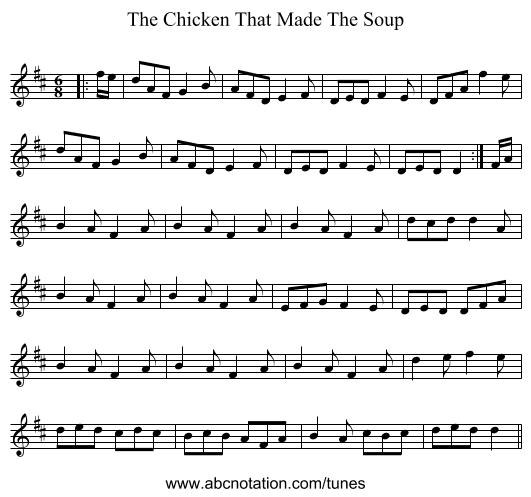 The Chicken That Made The Soup - staff notation