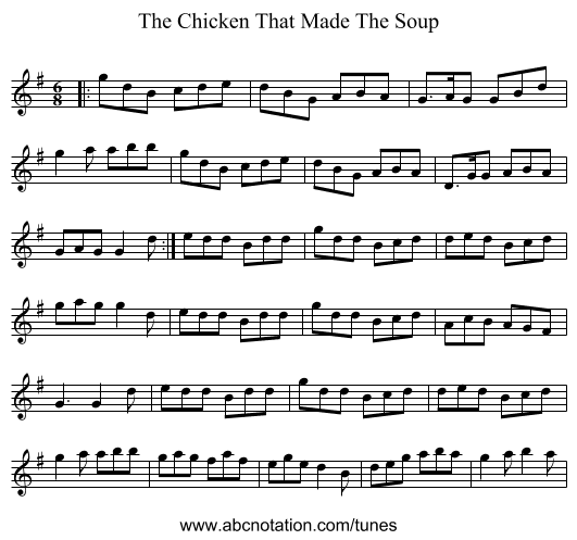 The Chicken That Made The Soup - staff notation