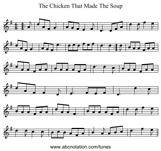 The Chicken That Made The Soup - staff notation