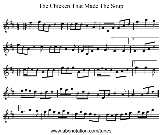 The Chicken That Made The Soup - staff notation