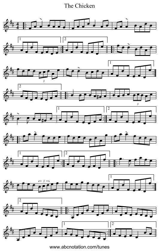 The Chicken - staff notation