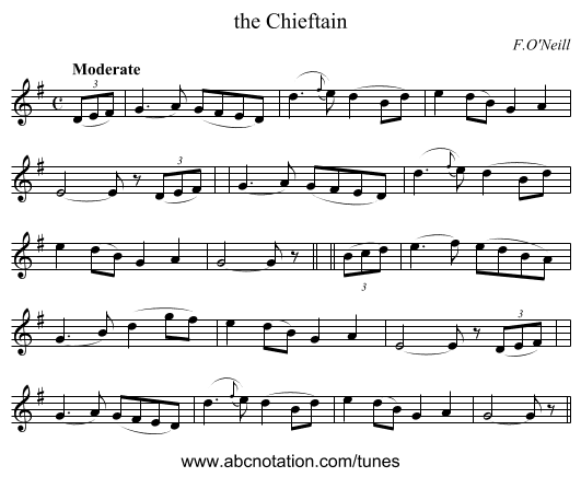 the Chieftain - staff notation