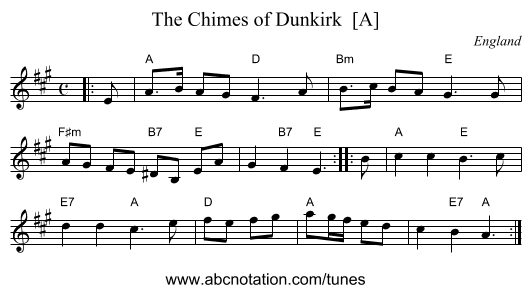The Chimes of Dunkirk  [A] - staff notation