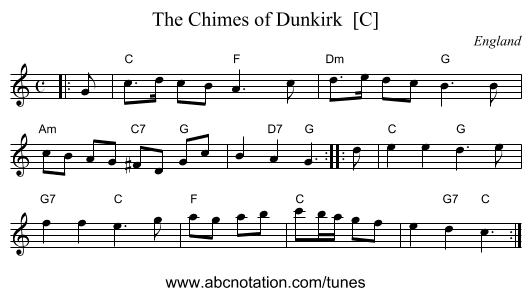 The Chimes of Dunkirk  [C] - staff notation
