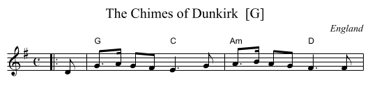The Chimes of Dunkirk  [G] - staff notation