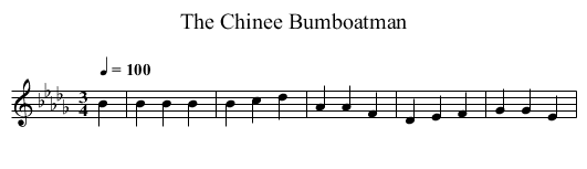The Chinee Bumboatman - staff notation