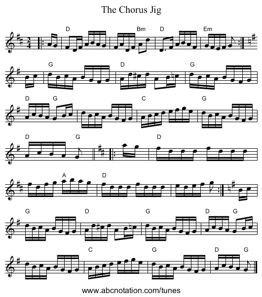 The Chorus Jig - staff notation
