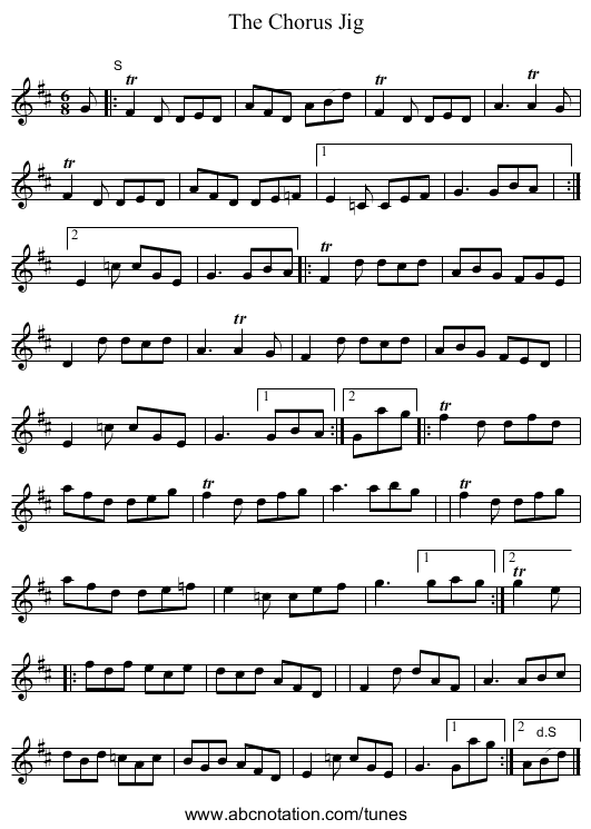 The Chorus Jig - staff notation