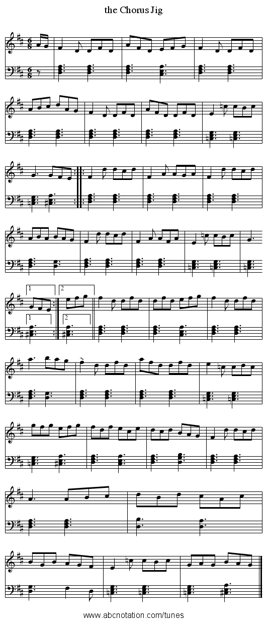the Chorus Jig - staff notation
