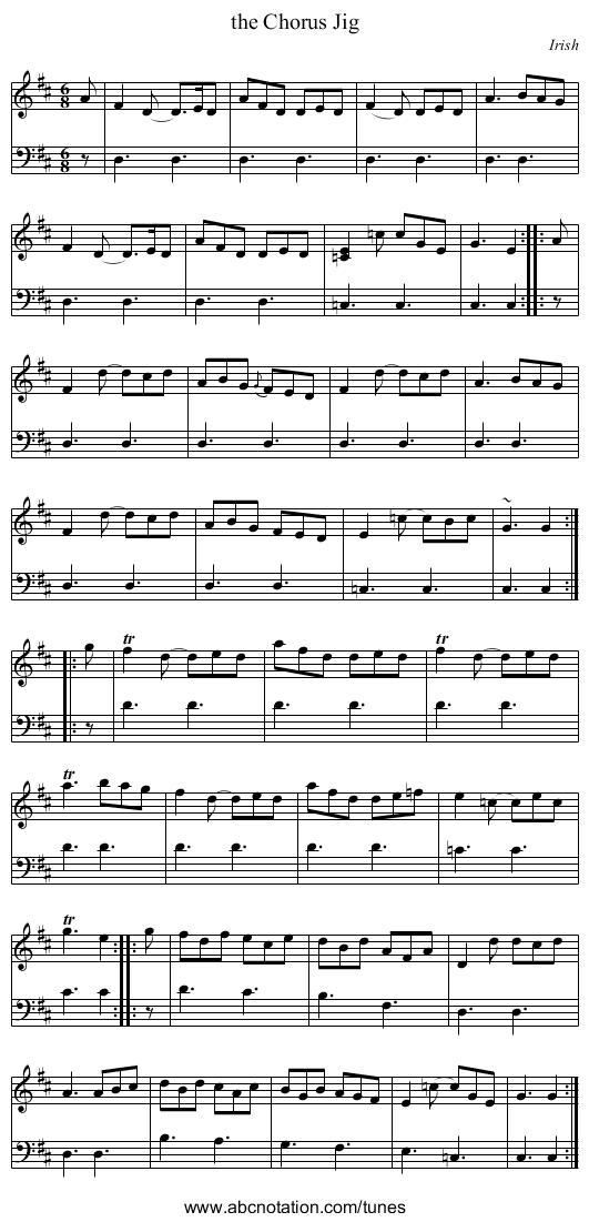 the Chorus Jig - staff notation