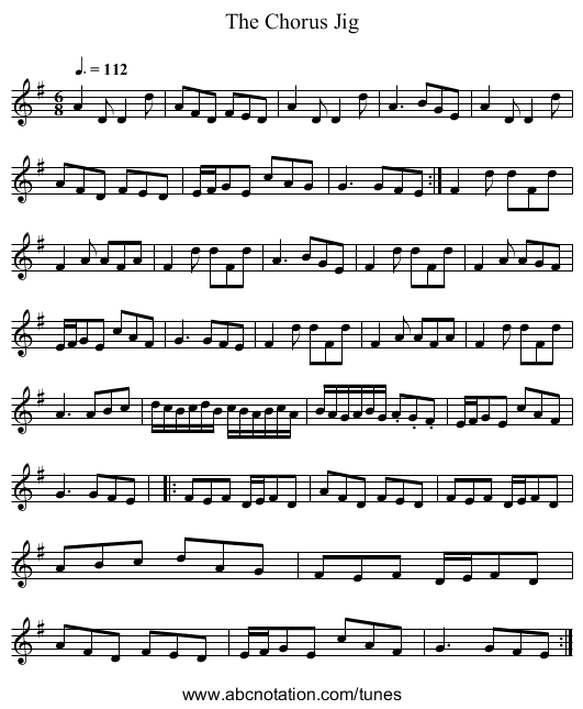 The Chorus Jig - staff notation