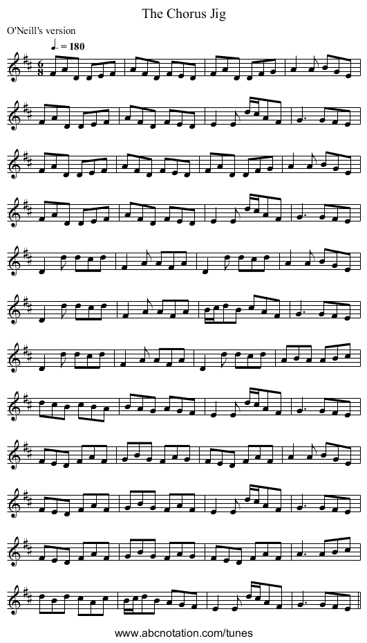 The Chorus Jig - staff notation