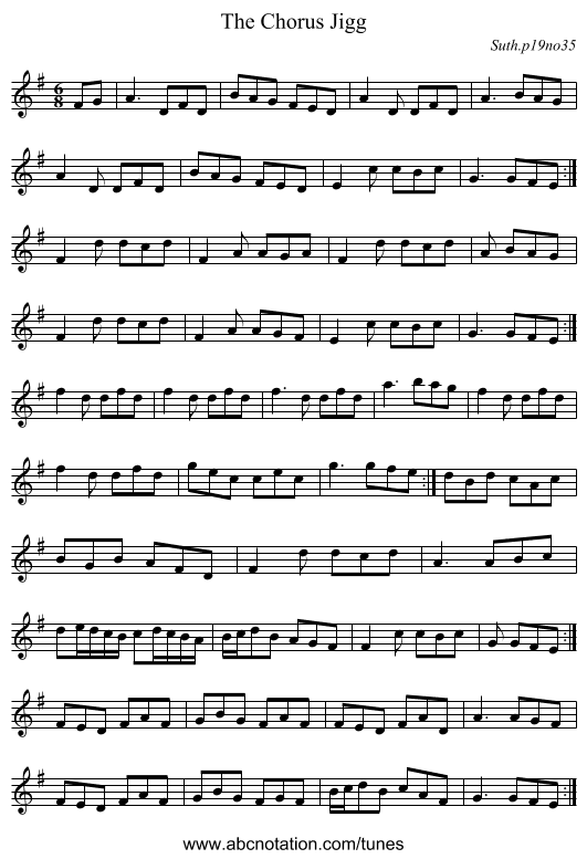The Chorus Jigg - staff notation