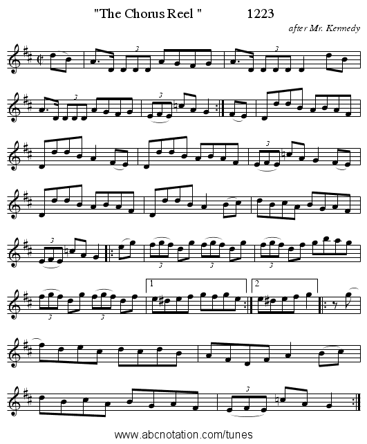 The Chorus Reel              1223 - staff notation