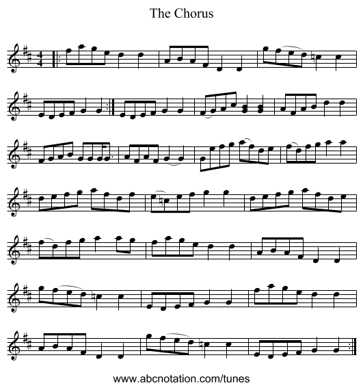 The Chorus - staff notation