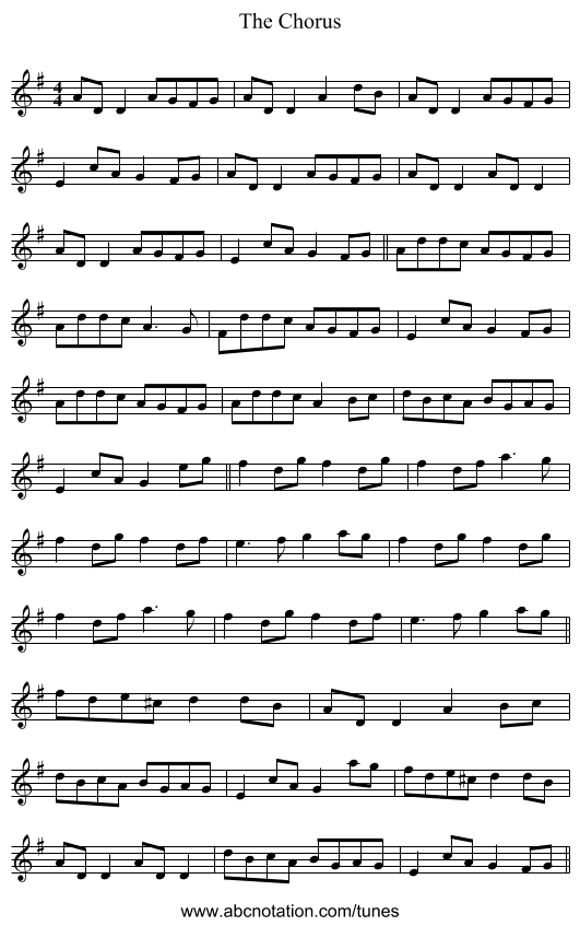 The Chorus - staff notation