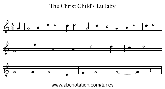 The Christ Child's Lullaby - staff notation