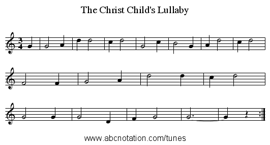 The Christ Child's Lullaby - staff notation
