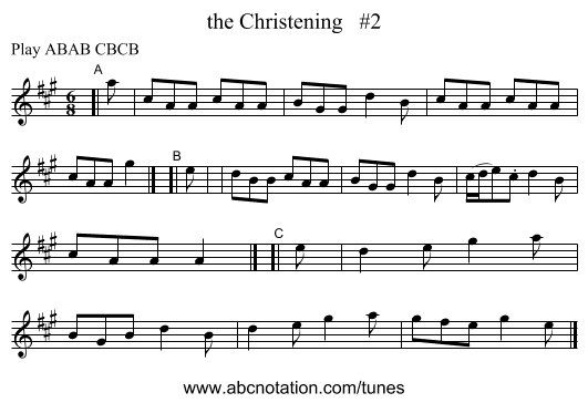 the Christening #2 - staff notation