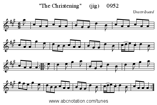 The Christening     (jig)     0952 - staff notation