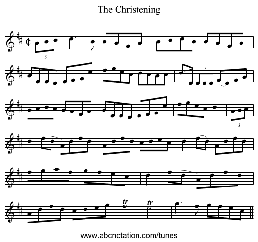 The Christening - staff notation