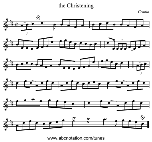 the Christening - staff notation