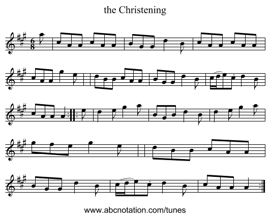 the Christening - staff notation