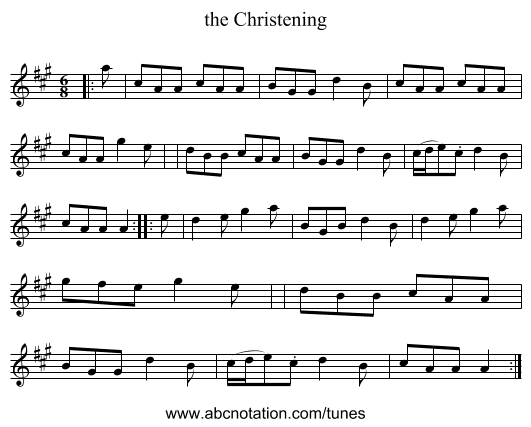 the Christening - staff notation