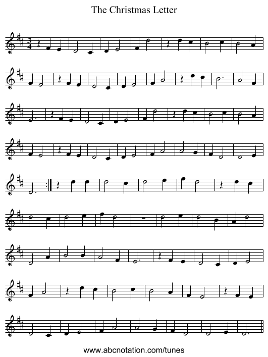 The Christmas Letter - staff notation