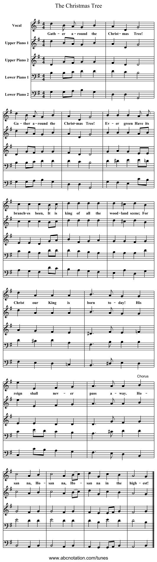 The Christmas Tree - staff notation