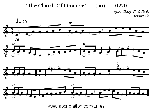 The Church Of Dromore (air) 0270 - staff notation