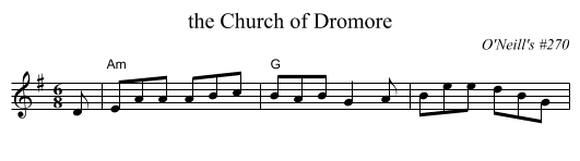 the Church of Dromore - staff notation
