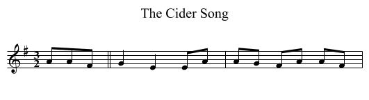 The Cider Song - staff notation