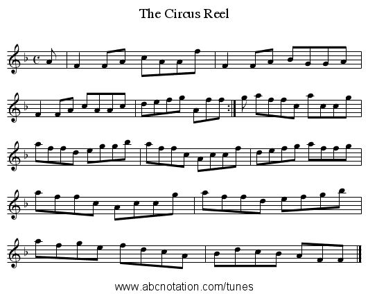 The Circus Reel - staff notation