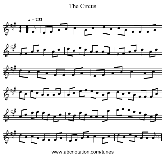 The Circus - staff notation