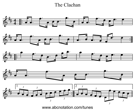 The Clachan - staff notation